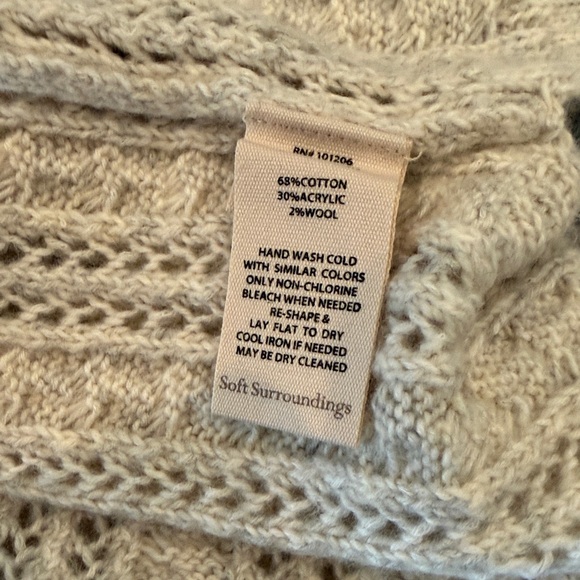 Soft Surroundings Beige V-Neck Hoodie Sweater - Picture 6 of 6